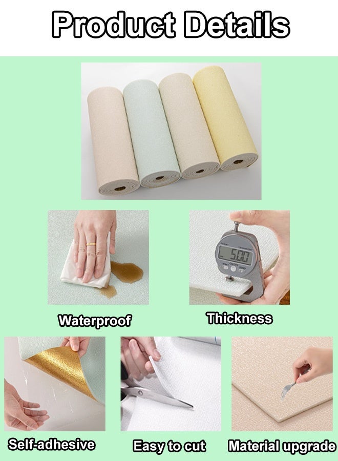 نوايوو ورق حائط ثلاثي الأبعاد سميك، ملصق حائط قابل للتقشير واللصق 50×300 سم، مقاوم للماء، نسيج كتان تقليدي، ذاتي اللصق وقابل للإزالة، لفافة فينيل لتزيين الحائط، ورق اتصال من قماش العشب لتغطية الحائط، وردي فاتح - Image 4