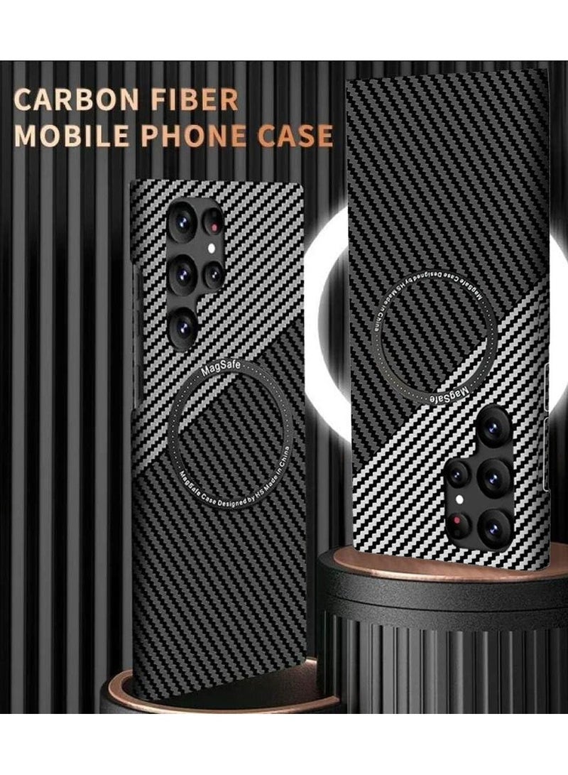 Techie حافظة MagSafe من ألياف الكربون فائقة النحافة لهاتف Samsung Galaxy S24 Ultra - رفيعة وخفيفة الوزن، مع حماية من السقوط بدرجة عسكرية - رمادي أسود - Image 4