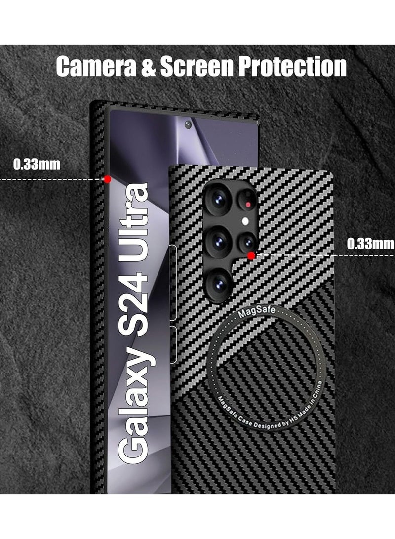 Techie حافظة MagSafe من ألياف الكربون فائقة النحافة لهاتف Samsung Galaxy S24 Ultra - رفيعة وخفيفة الوزن، مع حماية من السقوط بدرجة عسكرية - رمادي أسود - Image 5