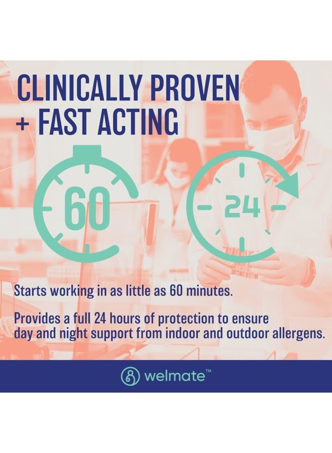 WELMATE Allergy | Generic Xyzal Levocetirizine Dihydrochloride 5mg | Non Drowsy | Fast Acting | 24hr Support | Runny Nose, Watery Eyes, Sneezing | Antihistamine | Allergy Medication | 180 ct - Image 4