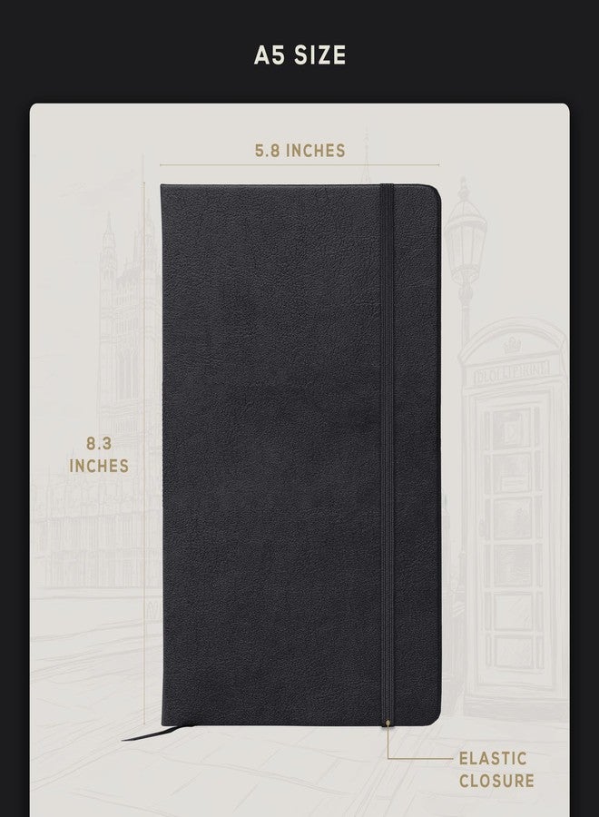 Beechmore Books دفتر رسم بيشيمور بحجم A5 - 5.8x8.3 جلد نباتي فاخر كبير مع 156 صفحة سميكة 160gsm مثقبة بلون العاج، دفتر رسم فارغ، مع صندوق هدايا، جيب خلفي، علامة مرجعية - Image 2