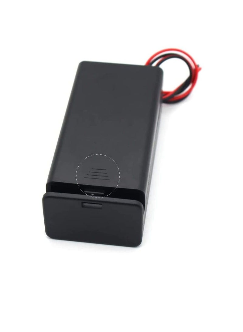 5 Pack Battery Holder Storage Box Case AA AAA Batteries Container With Wire Lead, ABS Light Weight Battery Bank Case (9V Battery, Battery Snap Connector) - Image 2
