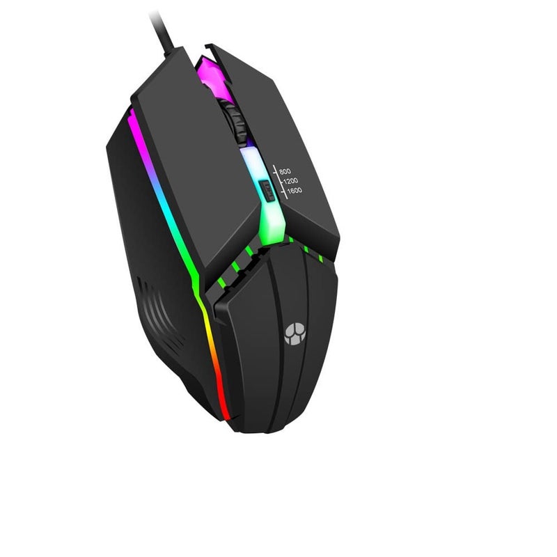 Guiheng Wired Gaming Mouse, Optical USB Mice for Laptop/Desktop, 800 to 1600 and RGB Light, Ergonomic with 4 Programmable Buttons for Computer Windows 7/8/10/XP Vista Linux Chromebook PC - Image 1