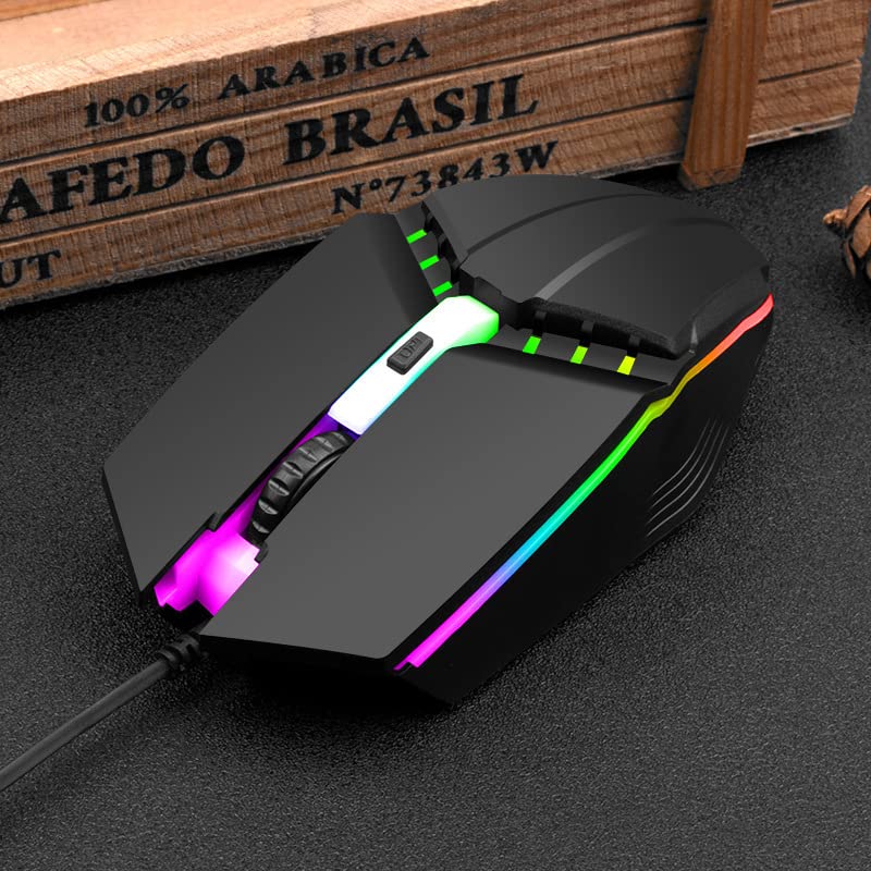 Guiheng Wired Gaming Mouse, Optical USB Mice for Laptop/Desktop, 800 to 1600 and RGB Light, Ergonomic with 4 Programmable Buttons for Computer Windows 7/8/10/XP Vista Linux Chromebook PC - Image 5