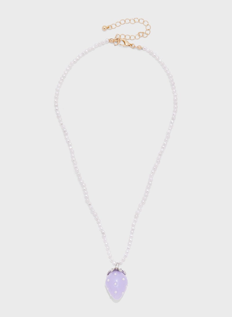 Ginger Diamante Strawberry Pendant Necklace  - Image 1