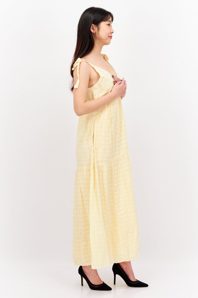 joie - Women Textured Maxi Dress, Yellow - Image 1