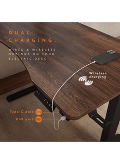SkyLand Electric Height Adjustable Desk, Ergonomic Sit-Stand Desk with Wireless Charging, USB&Type-C Ports, Home Office Workstation (Black)  - Image 4