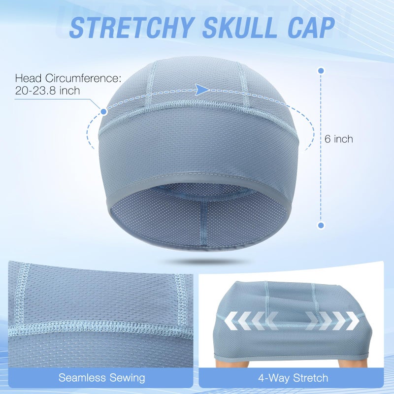 Haoteey 3 Pack Cooling Hard Hat Liner Skull Cap, Mesh Sweat Wicking Helmet Liners, Under Hardhats Cap for Men Women - Image 3