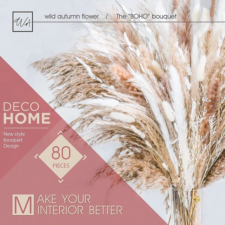 Y&D Large Natural Dried Pampas Grass - 3-4 Ft Tall, Natural Brown, Perfect for Home Decor & Wedding Flower Arrangements, Dried Plants Included - Image 5