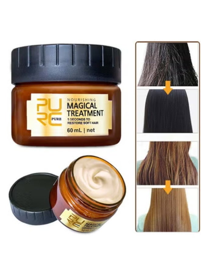 PURC Pure Magical Hair Mask 60ml Keratin Argan Hair Treatment 5 Seconds Mask Root Repair Nourishing - Image 1