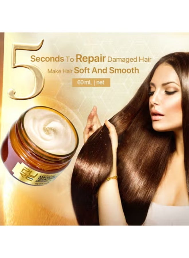 PURC Pure Magical Hair Mask 60ml Keratin Argan Hair Treatment 5 Seconds Mask Root Repair Nourishing - Image 5