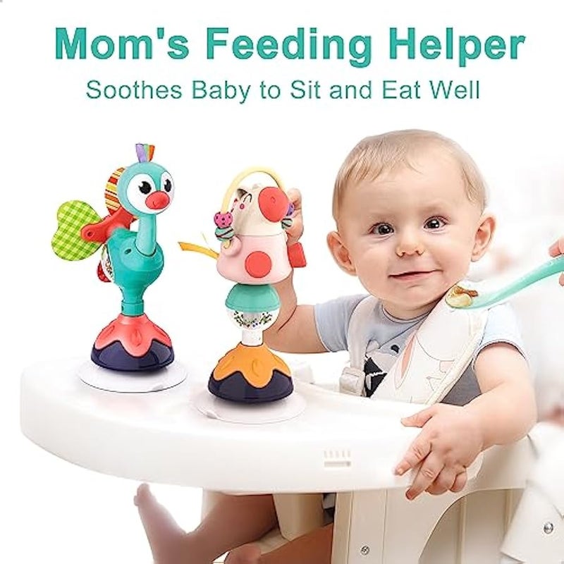 Baby Rattles Set, Infant High Chair Toys W/Suction Cup, Grab N Spin, Interactive Development Baby Tray Toy, Newborn Gifts for 6, 9, 12, 18, 24 Months, 1 2 Year Olds, Boys Girls Kids - Image 2