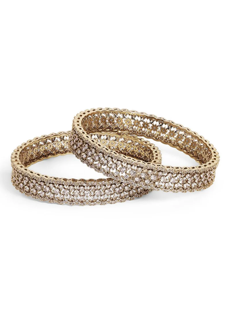 Ishin  White Colour Warm Metallic Plated Shimmer Stones Bangle for Women | Best Price UAE
