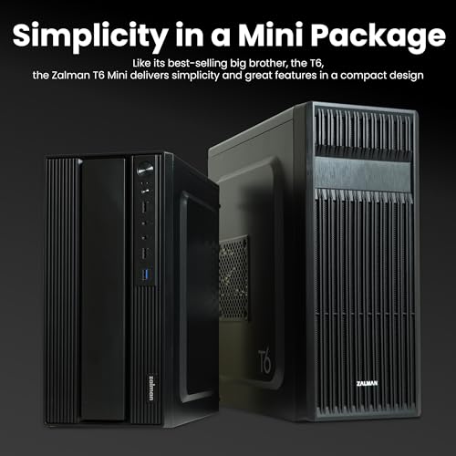 ZALMAN صندوق كمبيوتر زالمان T6 MINI مدمج M-ATX، هيكل صغير Micro-ATX Mini-ITX SFF SFX HTPC، USB 3.0، مروحة مثبتة مسبقًا 1 × 80 مم، محطة عمل كمبيوتر مكتبي صغيرة الحجم توفر المساحة. - Image 4