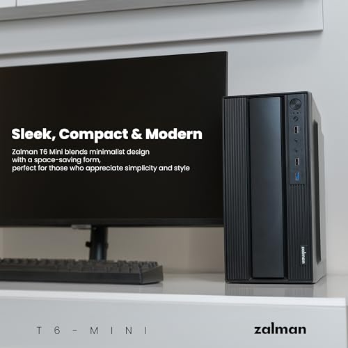 ZALMAN صندوق كمبيوتر زالمان T6 MINI مدمج M-ATX، هيكل صغير Micro-ATX Mini-ITX SFF SFX HTPC، USB 3.0، مروحة مثبتة مسبقًا 1 × 80 مم، محطة عمل كمبيوتر مكتبي صغيرة الحجم توفر المساحة. - Image 3