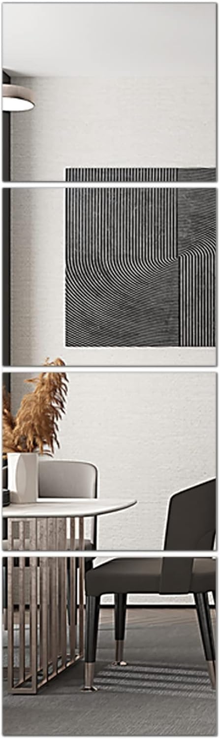 SEVEN HORSES Full Length Wall Mirror Tiles 4PCS 12x12 Inch Self Adhesive Full Body Home Gym Mirror Frameless Glass Mirror for Bedroom Living Room Over The Door Mirror Square Unframed White - Image 1