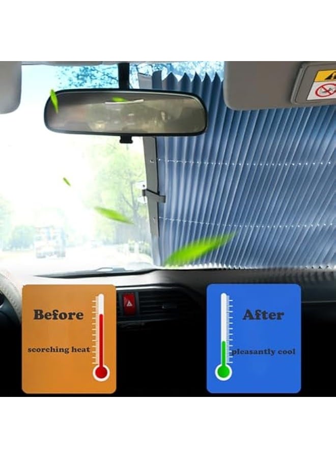 Sun Protection Car Windscreen Interior, Foldable Summer Cover for Car Windscreen 70 x 160 cm, Retractable Front Sun Protection Sun Shade UV Protection for Most Cars - Image 2