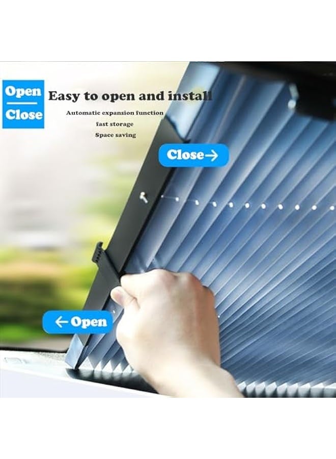 Sun Protection Car Windscreen Interior, Foldable Summer Cover for Car Windscreen 70 x 160 cm, Retractable Front Sun Protection Sun Shade UV Protection for Most Cars - Image 5