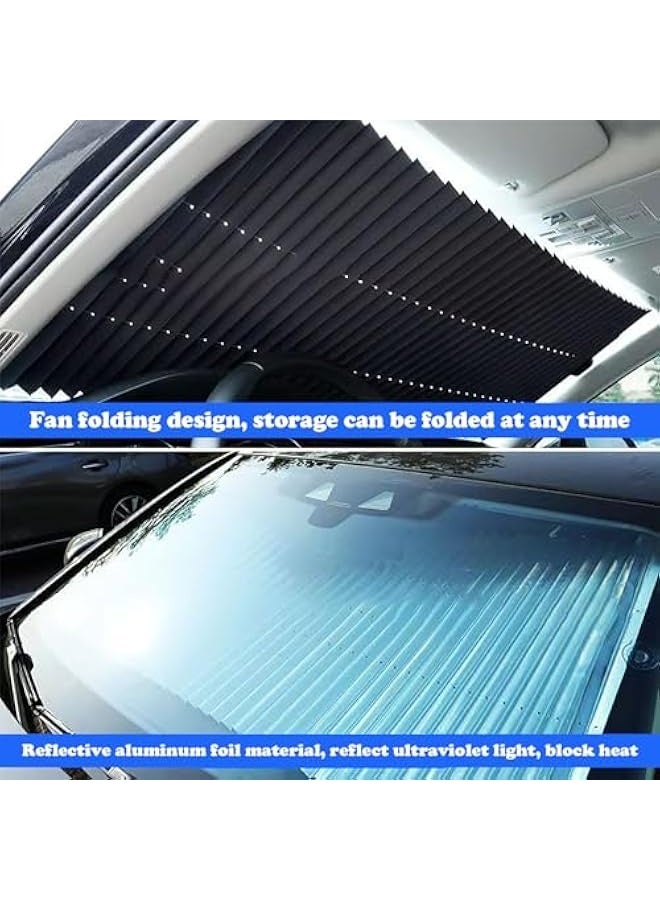Sun Protection Car Windscreen Interior, Foldable Summer Cover for Car Windscreen 70 x 160 cm, Retractable Front Sun Protection Sun Shade UV Protection for Most Cars - Image 3