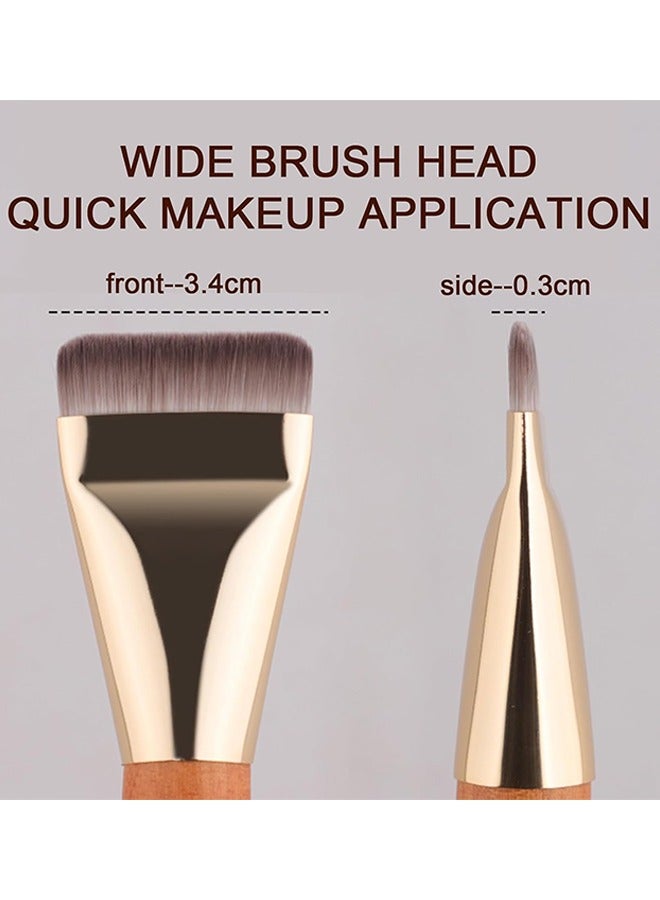 2 Pcs Flat Foundation Brush - Premium Makeup Face Brush for Blending, Liquid Makeup Tool (Brown) - Image 4