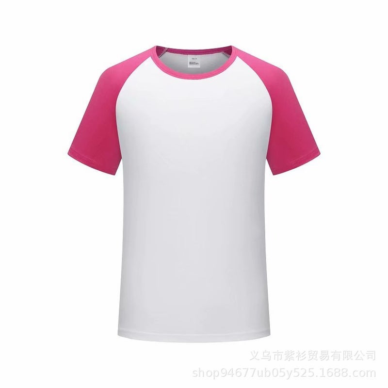 Modal Raglan short-sleeved classmate party overalls work clothes printed logo round neck T-shirt couples parents custom Royal Blue  - Image 3