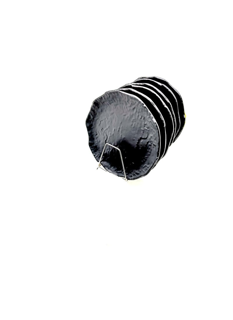 Magltikitchen, create your kitchen prefect Magltikitchen create your kitchen prefect Round Small Stone zigzeg Matte Black Quarter Plates Set of 6 Pieces 7 inch with 100 Melamine and Stain or Oil Free  - Image 3