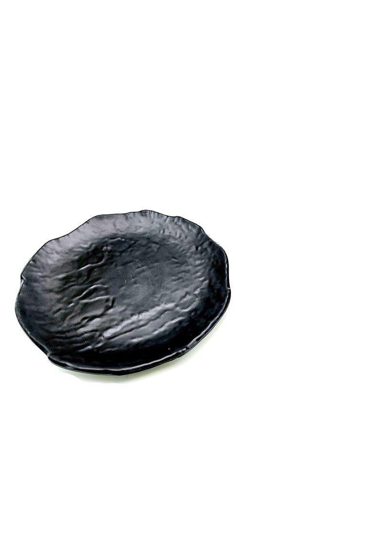 Magltikitchen, create your kitchen prefect Magltikitchen create your kitchen prefect Round Small Stone zigzeg Matte Black Quarter Plates Set of 6 Pieces 7 inch with 100 Melamine and Stain or Oil Free  - Image 2