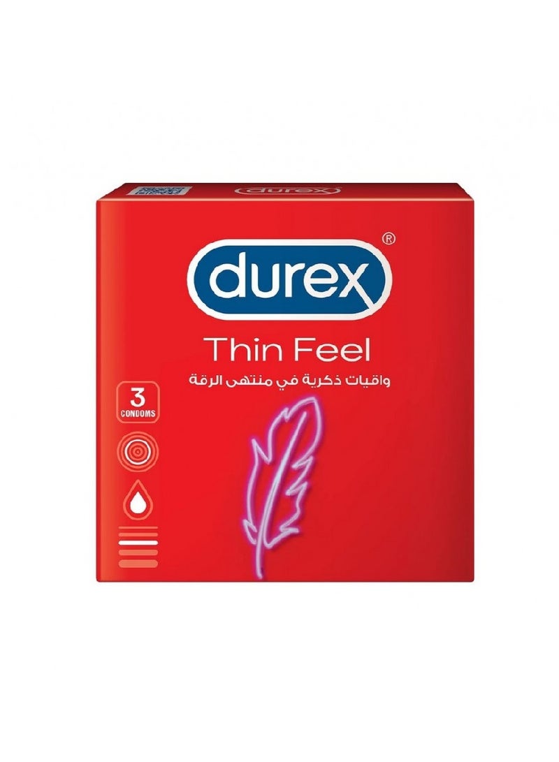 Durex condoms, 3 pieces, for more sensitivity