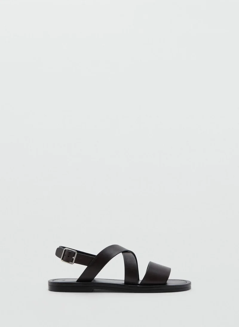 Mango Man Cross-strap leather sandals