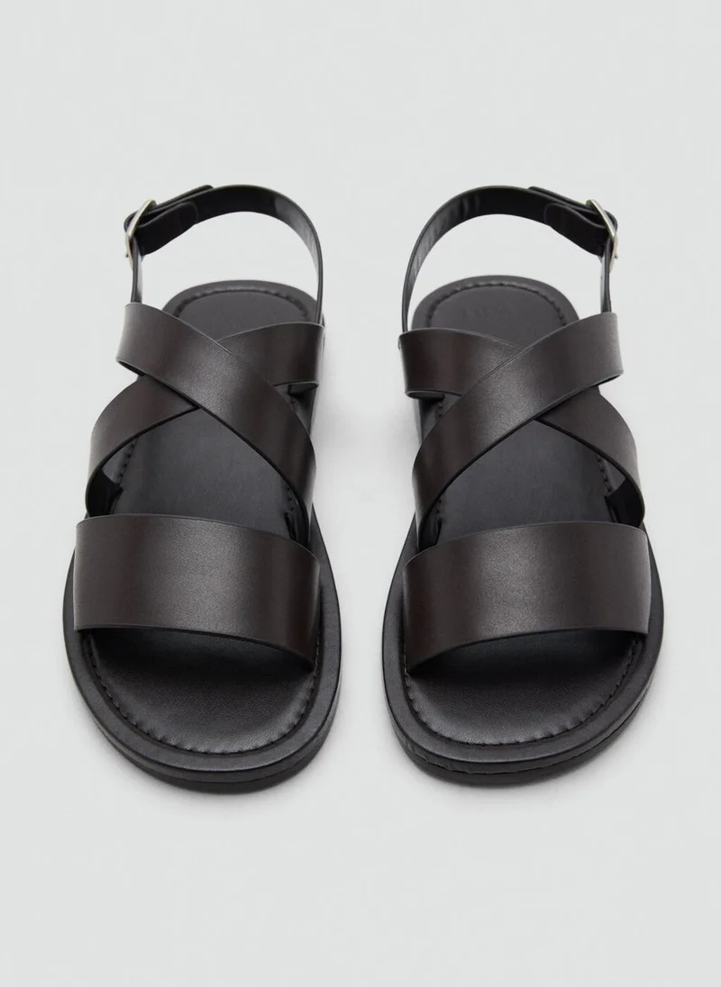 Mango Man  Cross-strap leather sandals for Men | Best Price UAE