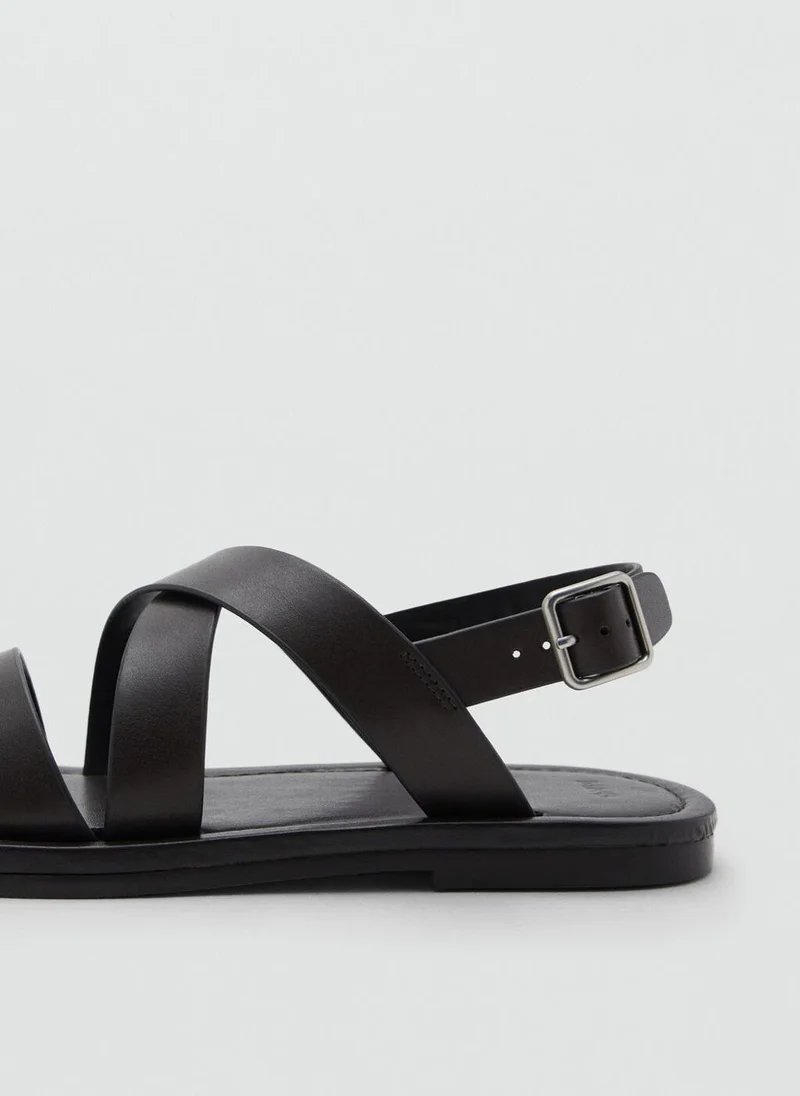 Mango Man  Cross-strap leather sandals for Men | Best Price UAE