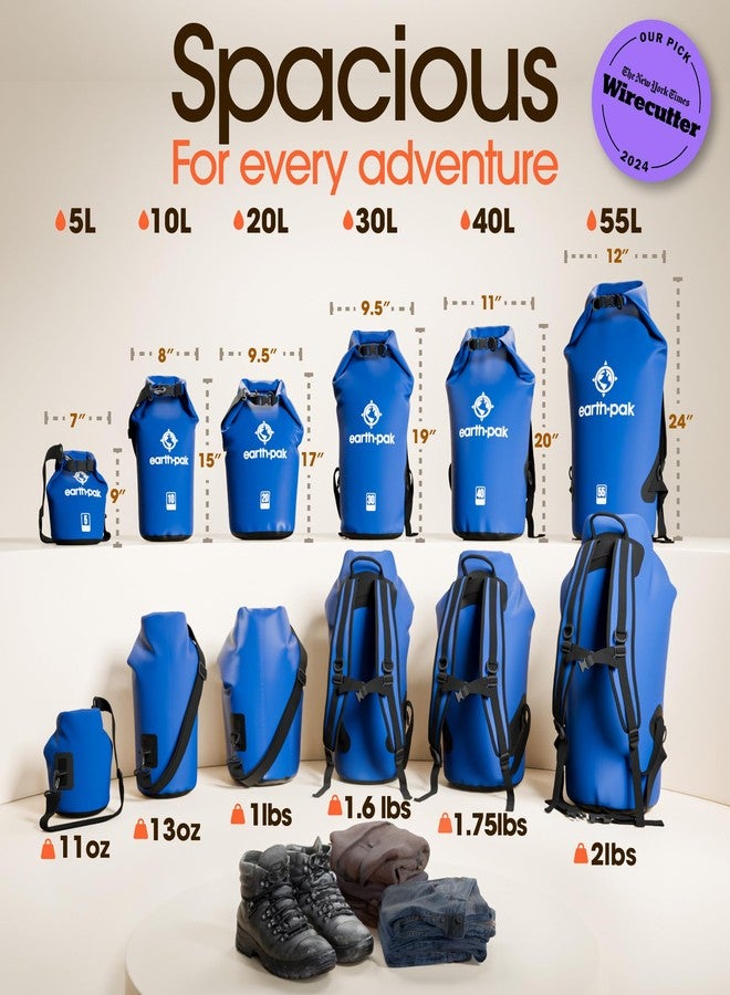 Earth Pak -Waterproof Dry Bag - Roll Top Dry Compression Sack Keeps Gear Dry for Kayaking, Beach, Rafting, Boating, Hiking, Camping and Fishing with Waterproof Phone Case, Blue, 5L - Image 2