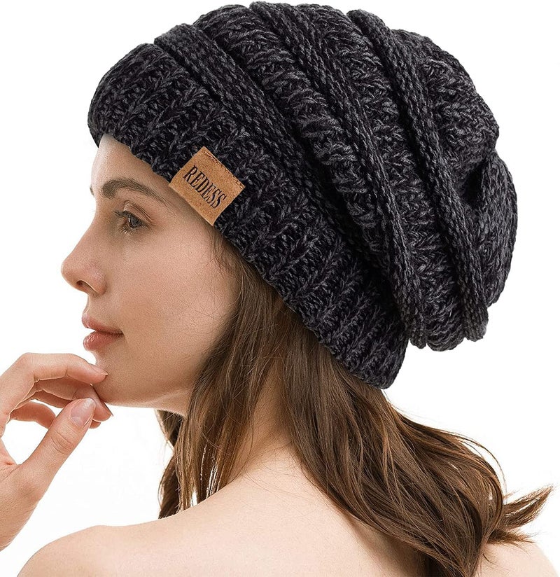 REDESS Slouchy Beanie Hat for Women Winter Warm Chunky Soft Oversized Cable Knit Cap - Image 1