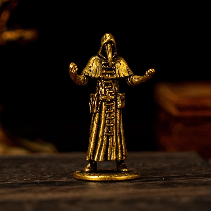 CHOVY Solid Brass Dark Mage Statues - Retro Design Crow Figures Collectible Figurines for Desk, Home Decor & Art Display Handcrafted Craftwork for Collectors - Image 1