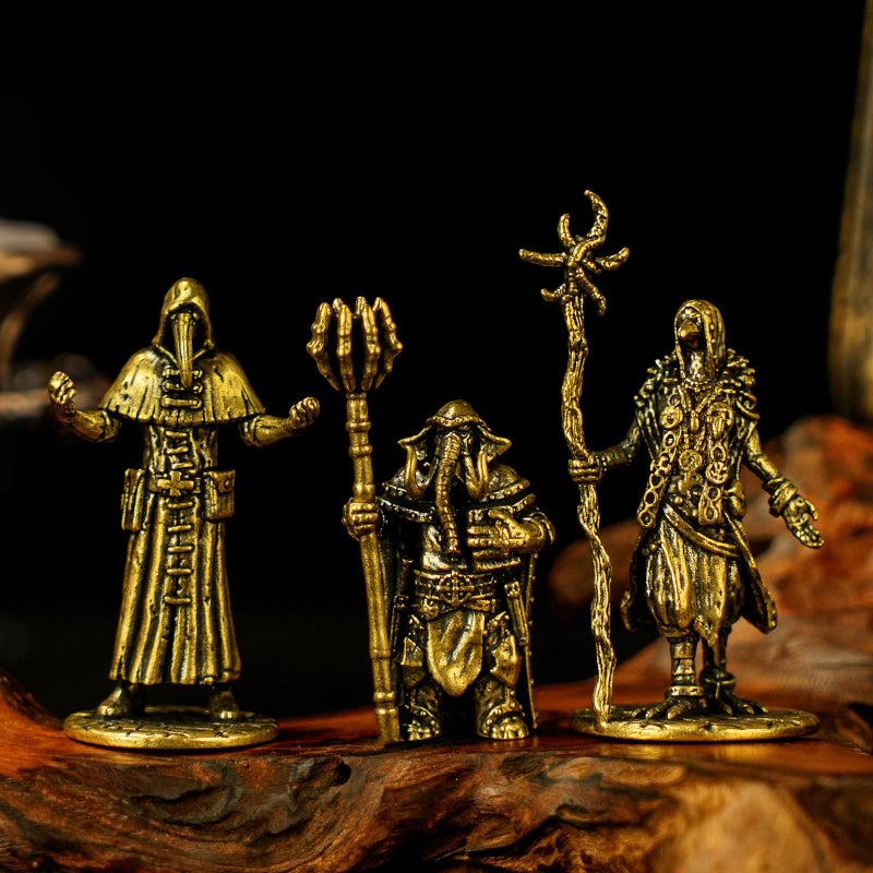 CHOVY Solid Brass Dark Mage Statues - Retro Design Crow Figures Collectible Figurines for Desk, Home Decor & Art Display Handcrafted Craftwork for Collectors - Image 5