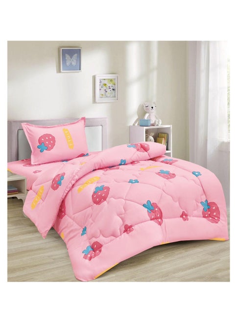 Soft and fluffy medium fill 3-piece baby bedding comforter set, one size for boys and girls, printed and stitched pattern