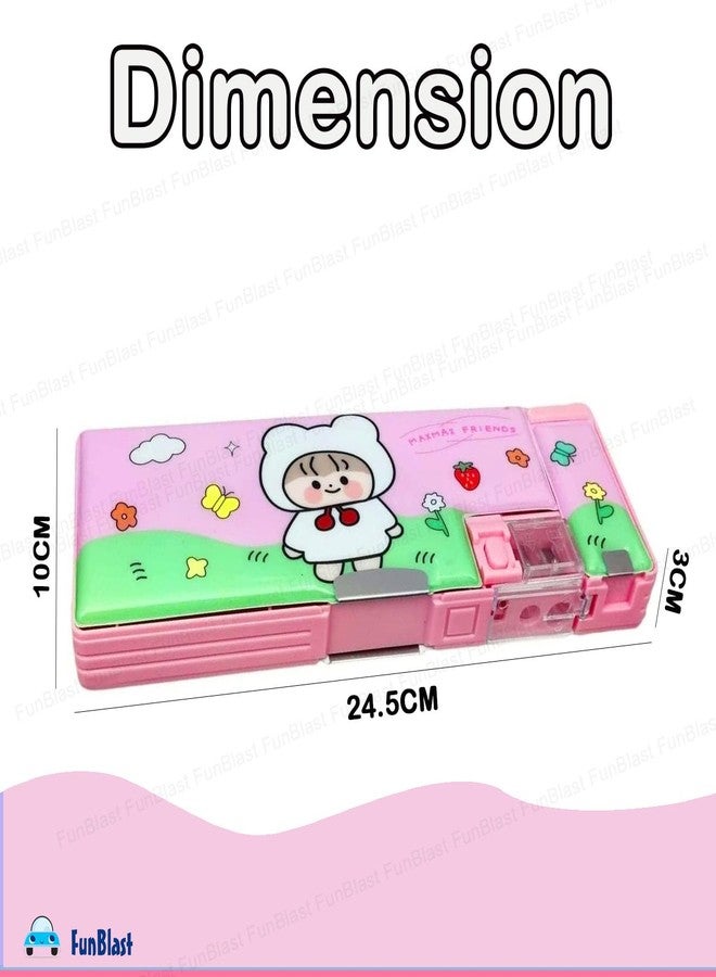 FunBlast Magnetic Pencil Box with Sharpener - Cartoon Pencil Box for Girls, Stationary Organizer Box for Kids, Multilayer Pencil Box, Kawaii Pencil Case for Girls, Birthday Return Gift for Kids - Image 3
