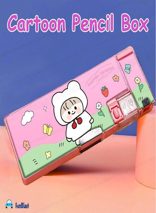 FunBlast Magnetic Pencil Box with Sharpener - Cartoon Pencil Box for Girls, Stationary Organizer Box for Kids, Multilayer Pencil Box, Kawaii Pencil Case for Girls, Birthday Return Gift for Kids - Image 2