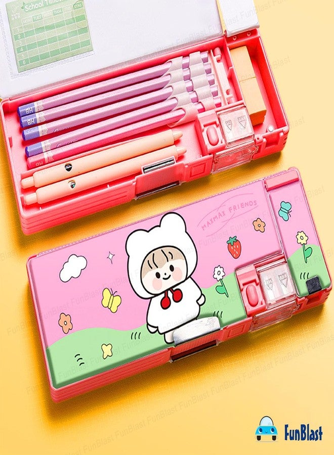 FunBlast Magnetic Pencil Box with Sharpener - Cartoon Pencil Box for Girls, Stationary Organizer Box for Kids, Multilayer Pencil Box, Kawaii Pencil Case for Girls, Birthday Return Gift for Kids - Image 4