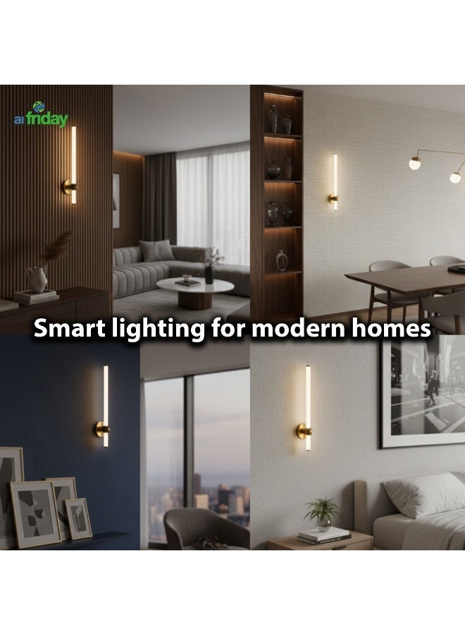 ALFRIDAY Modern Vertical Wall Sconce — Brushed Brass, Frosted Glass, 3000K Warm LED - Image 3