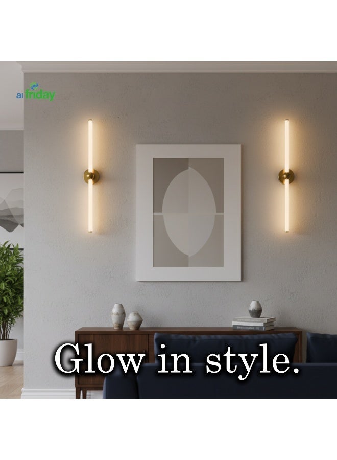 ALFRIDAY Modern Vertical Wall Sconce — Brushed Brass, Frosted Glass, 3000K Warm LED - Image 2