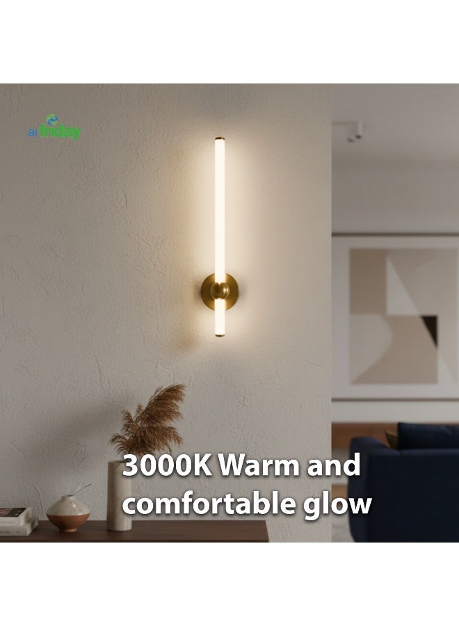 ALFRIDAY Modern Vertical Wall Sconce — Brushed Brass, Frosted Glass, 3000K Warm LED - Image 4