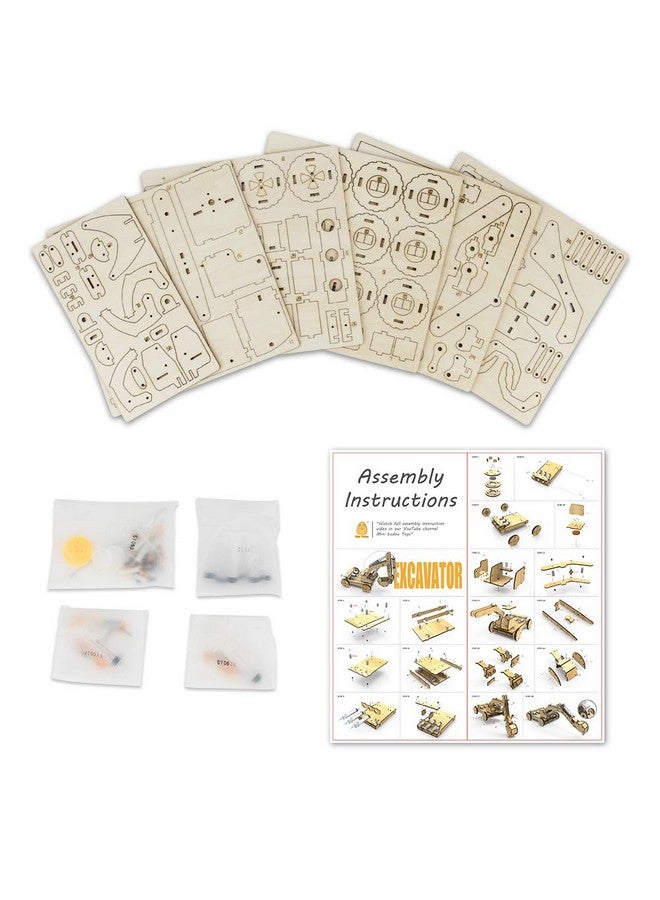 ميني تودو مجموعة ألعاب مركبة حفارة خشبية ثلاثية الأبعاد، مجموعة علمية جذعية مع نظام ضغط الهواء لبناء نموذج حفارة خشبية بما في ذلك 3 مقابض قابلة للاستبدال وحفار للأطفال الأولاد والبنات - Image 3