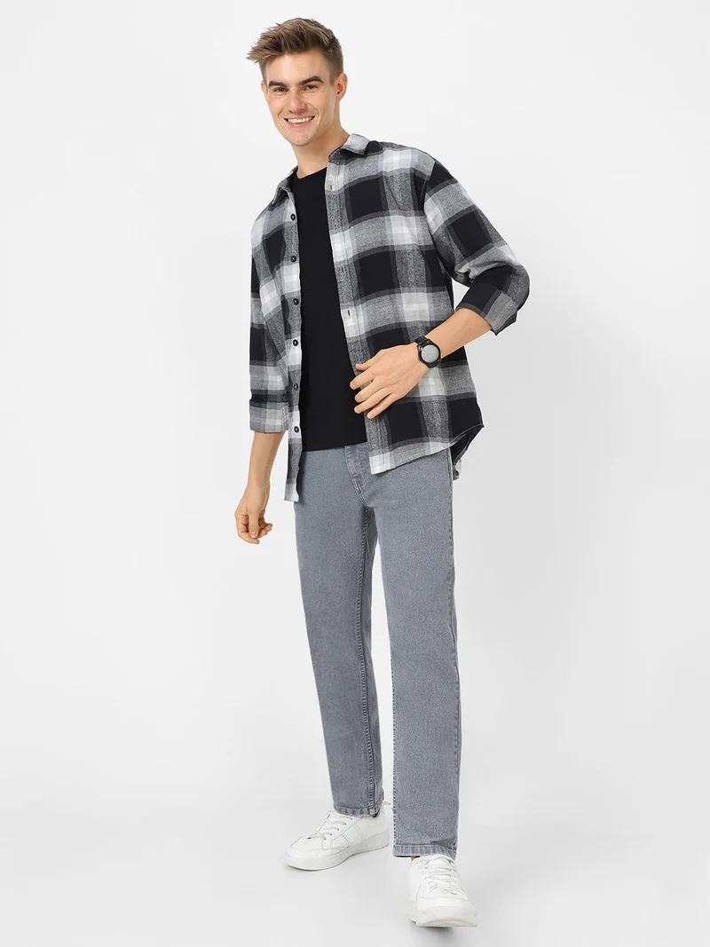 Urbano Fashion  Urbano Fashion Men's Light Grey Regular Fit Washed Jeans Stretchable  | Best Price UAE