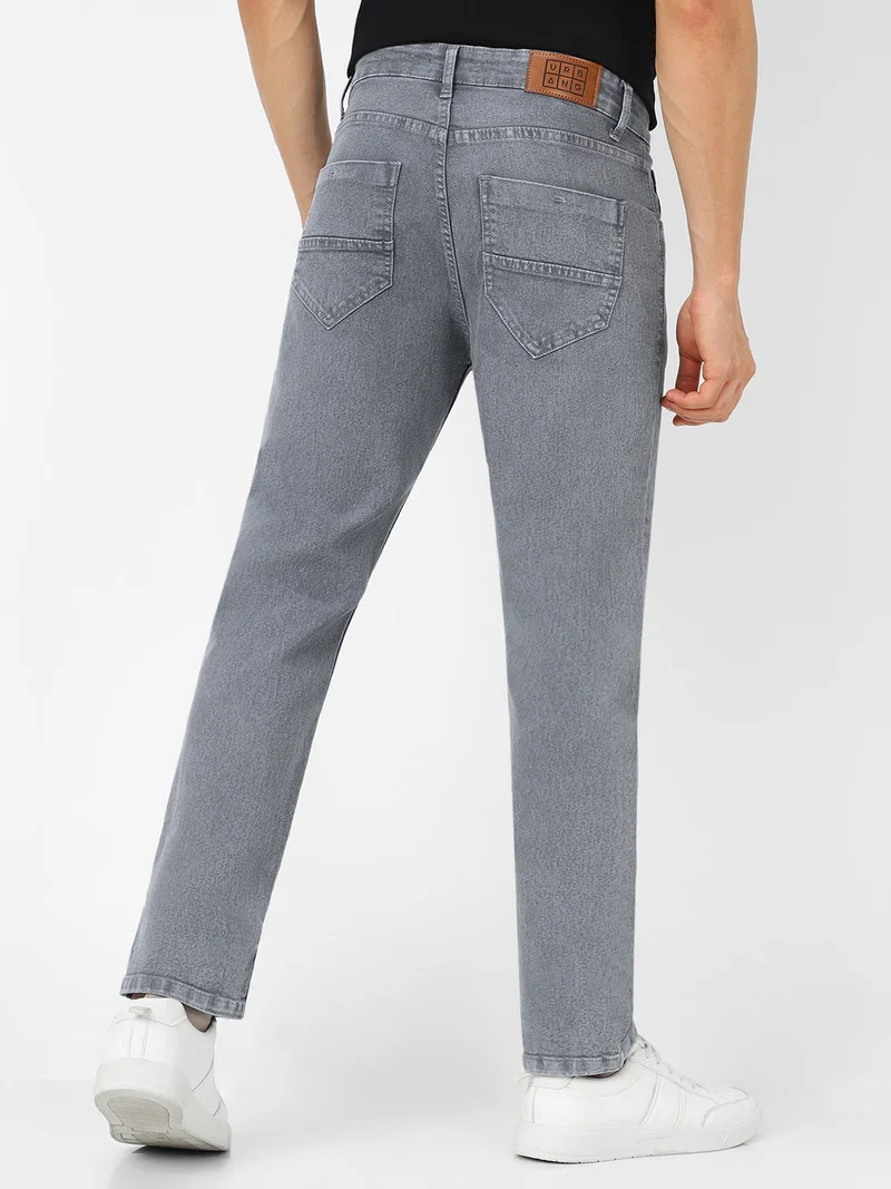 Urbano Fashion  Urbano Fashion Men's Light Grey Regular Fit Washed Jeans Stretchable  | Best Price UAE