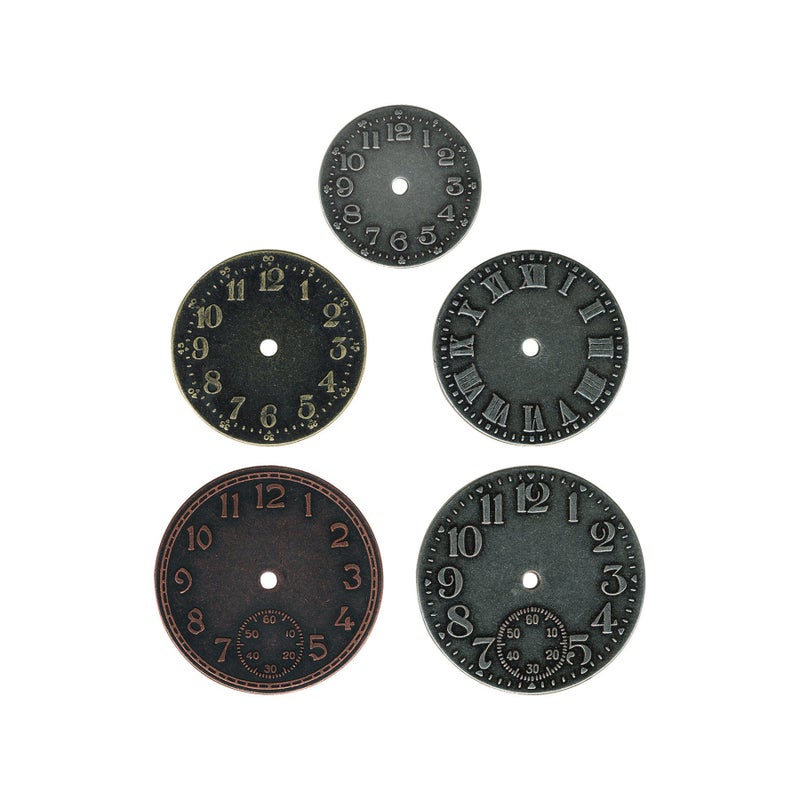Tim Holtz Idea-ology Metal Timepieces by Tim Holtz Idea-ology, 5 per Pack, Various Sizes, Antique Finishes, TH92831  - Image 2