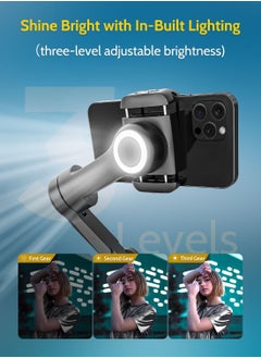 AOCHUAN AOCHUAN X PRO Gimbal Stabilizer for Smartphone, Gimbal w/Wireless Charging iPhone Gimbal for iPhone 15 Pro Max/Android Foldable 3-Axis Handheld Phone Gimbal for Video Recording Face Tracking (Black)  - Image 3