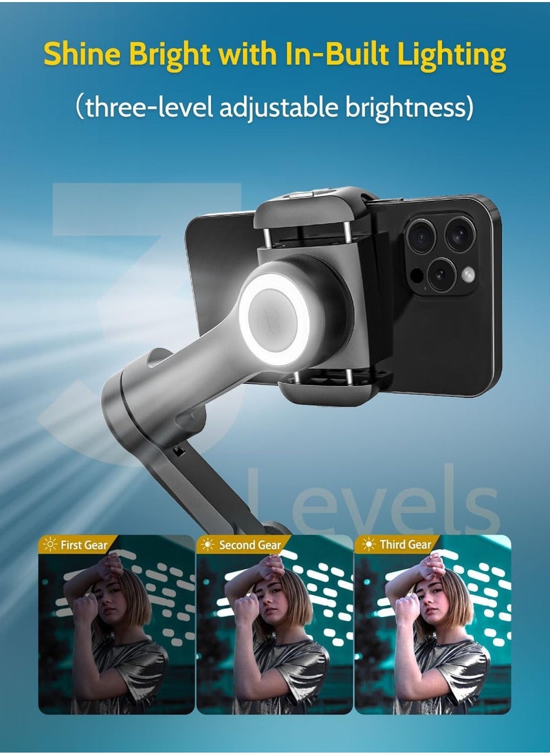 AOCHUAN - AOCHUAN X PRO Gimbal Stabilizer for Smartphone, Gimbal w/Wireless Charging iPhone Gimbal for iPhone 15 Pro Max/Android Foldable 3-Axis Handheld Phone Gimbal for Video Recording Face Tracking (Black) - Image 1