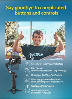 AOCHUAN AOCHUAN X PRO Gimbal Stabilizer for Smartphone, Gimbal w/Wireless Charging iPhone Gimbal for iPhone 15 Pro Max/Android Foldable 3-Axis Handheld Phone Gimbal for Video Recording Face Tracking (Black)  - Image 5