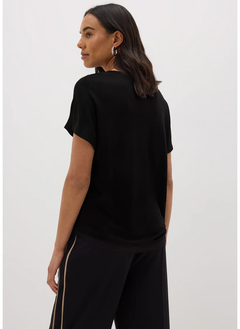 Matalan Et Vous Black V-Neck T-Shirt